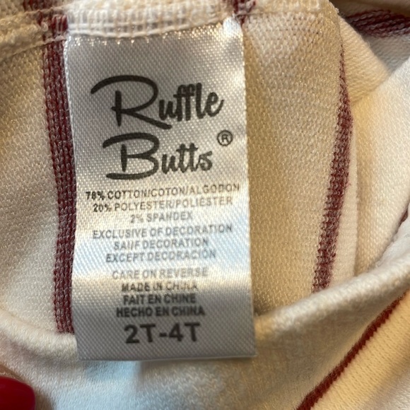 RuffleButts Girls Footless Ruffled Tights floral striped white burgundy - Picture 4 of 5